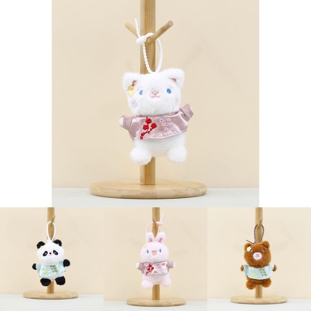 Charming Short Plush Bunny Keyring Chinese Style Bear Soft Toy Bag Accessory