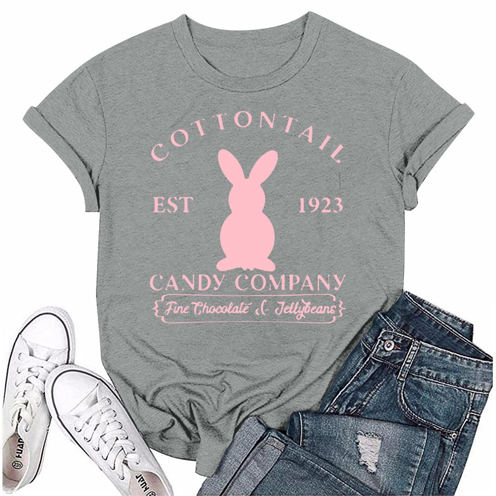 

Женская модная пасхальная принтованная повседневная плиссированная круглая футболка с коротким рукавом S