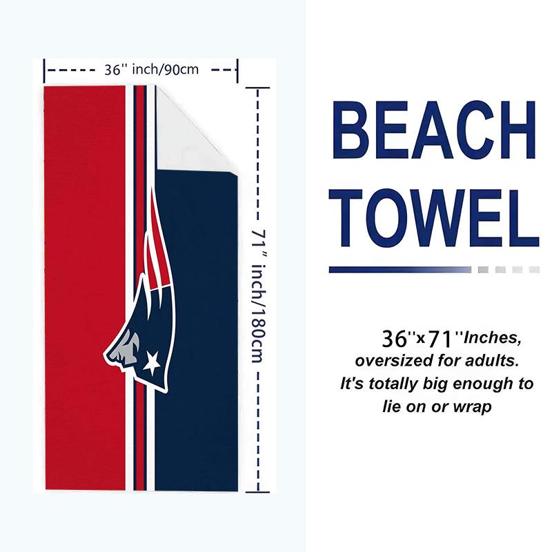 New England Patriots Print Beach Towel, Large Soft Quick Dry Towel for Beach Camping Swimming