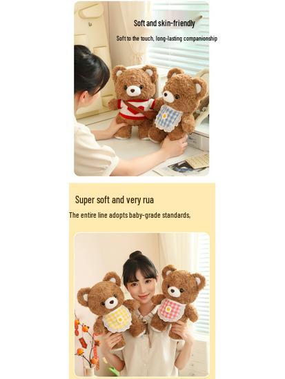 Adorable Zai Zai Bear Plush Toy - Cute Cartoon Teddy with Bib, Perfect Gift!