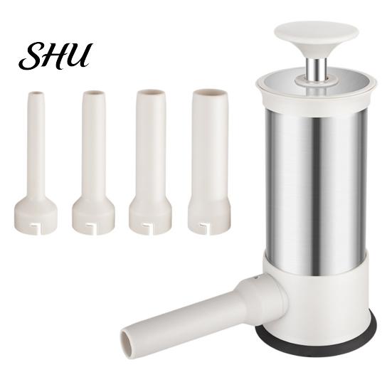 Long-lasting Sausage Stuffing Machine 1 Set Maker Stainless Steel Stuffer with Large Spout 4 Nozzles Efficient Equipment for Home Kitchen Non-slip