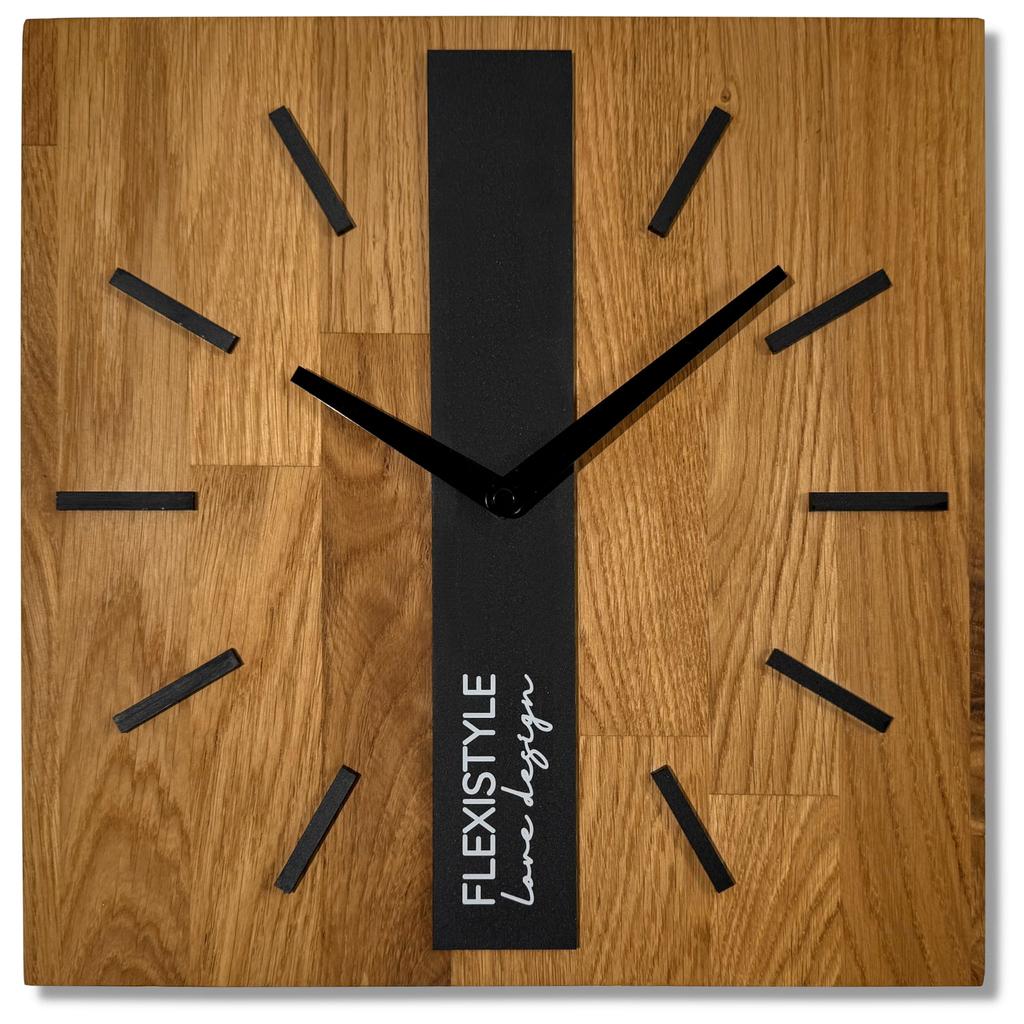 Wooden Wall Clock Oak Classic 30cm Black SQ