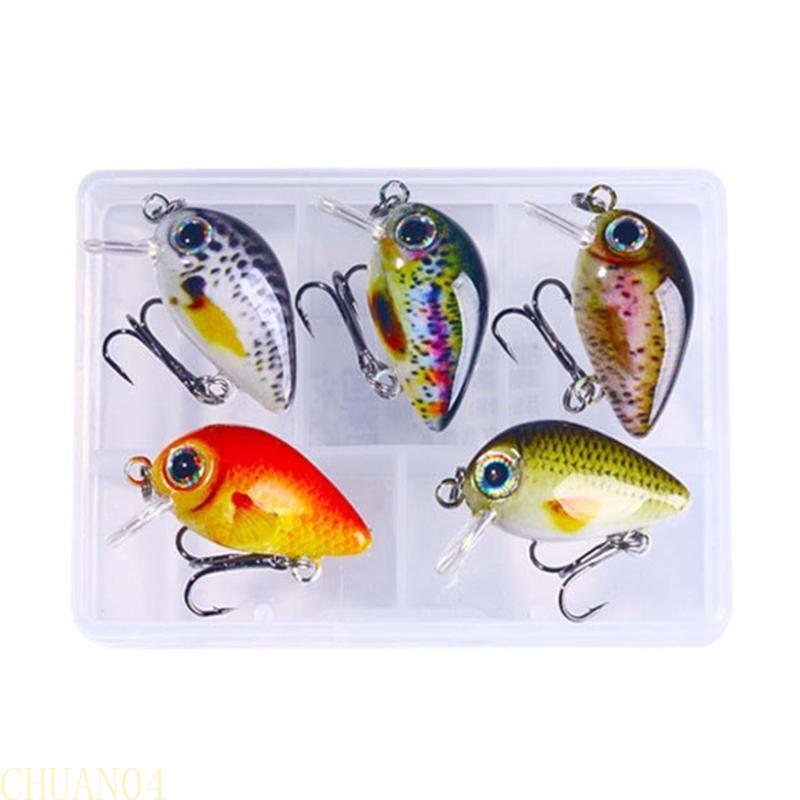 A1A2 5Pcs Small Fishes Fishing Lures Artificial Baits Topwater Crank Wobbler