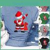 Women Santa Claus Dabbing Print T-shirt Soft Comfortable Christmas Short Sleeve Tee