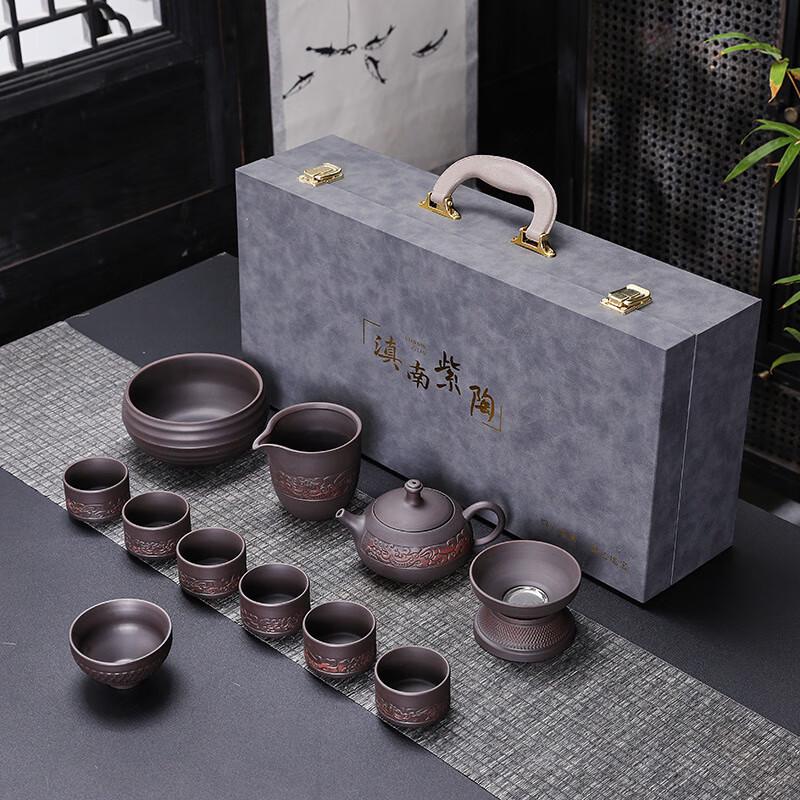JANLA Purple Clay Dragon Auspicious 12-Piece Kung Fu Tea Set