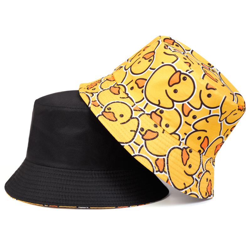Yellow Duck Printed Fisherman's Hat Four Seasons Outdoor Sunshade Basin Hat Fashion Cartoon Sunshade Sun Hat