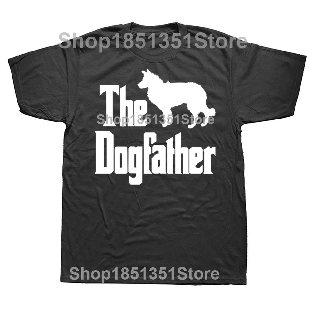 Funny The Dogfather Border Collie Dog Graphic Tshirts Men Womens Fashion Casual Tshirt 100 Cotton Loose Oversized T Shirt