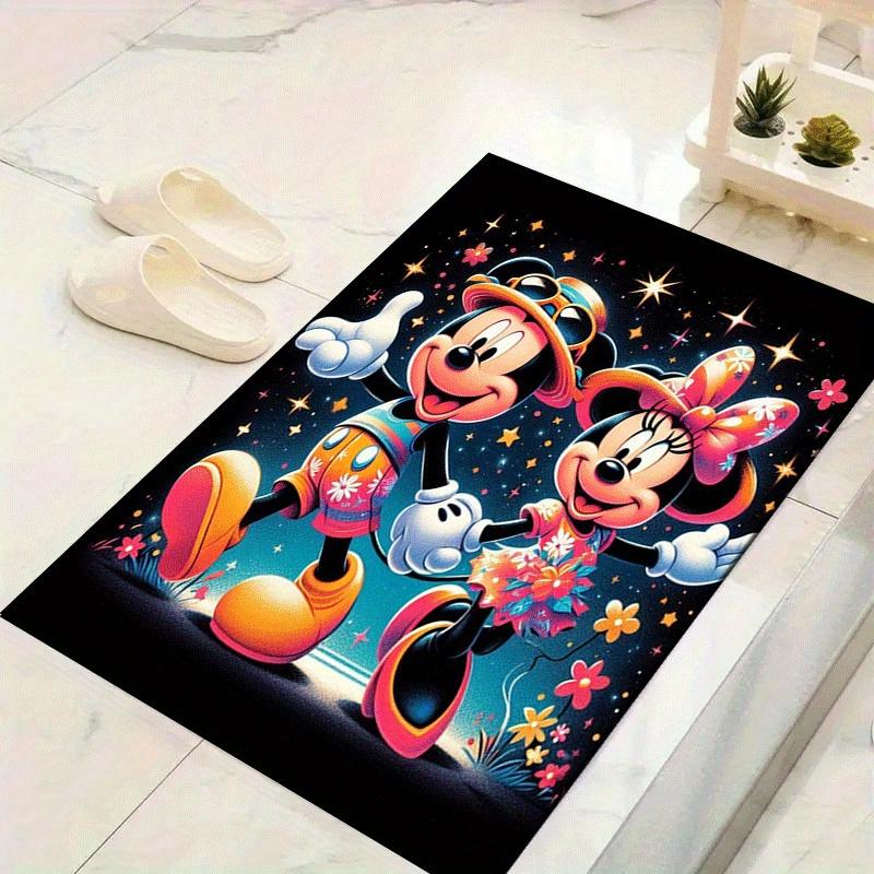 1 Stück Minnie und Mickey Muster Teppich Weiche Flanell Fußmatte für Wohnzimmer, Büro, Schlafzimmer und Teppich, Sofa Couchtisch Fußmatte