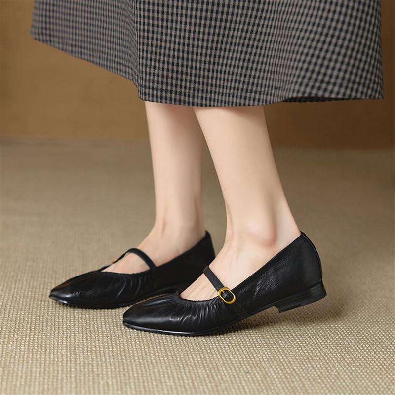 Fashion New Spring/autumn Genuine Leather Women Shoes Mary Jane Shoes Round Toe Shoes for Women Fashion Concise Low Heels Women Pumps