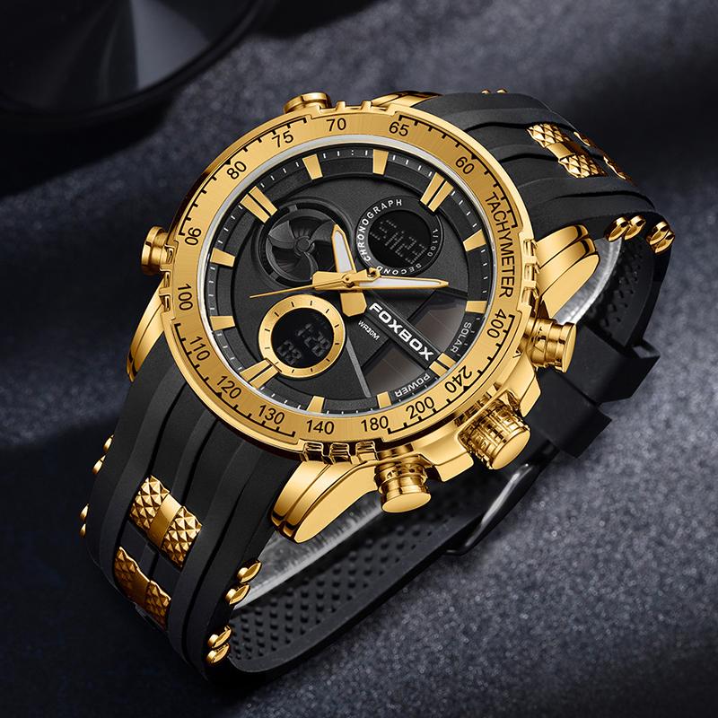 FOXBOX TOP New Fashion Men's Waterproof Digital Watch Quartz Chronograph Military Shockproof Men's Watch Relogios Masculino