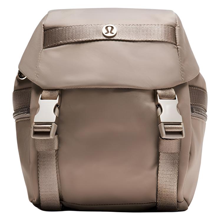 Lululemon 3L Wunderlust Brand Logo Water-Resistant Fabric Mini Backpack Unisex Backpack Warm-Brown-Gray LU9CG7S-070996 Warm Umber Gray