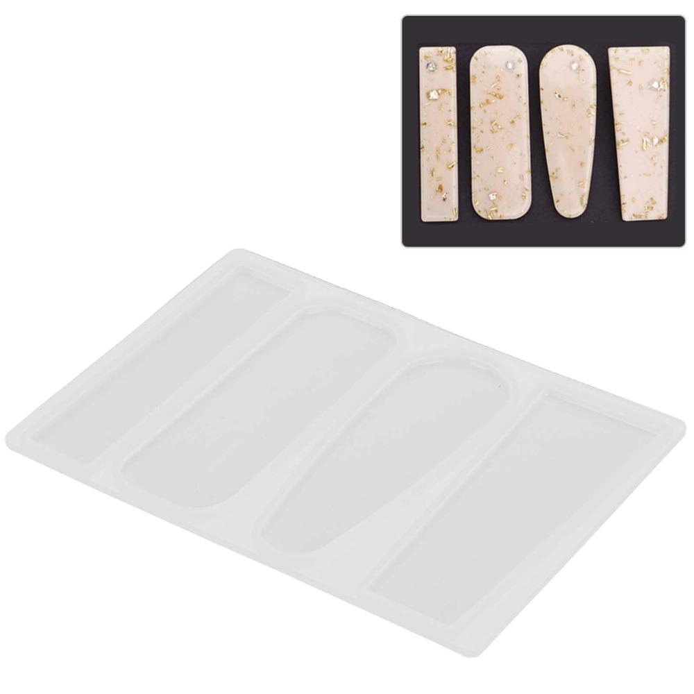 2pcs Geometric Shape Barrette Mould Triangle Teardrop White Silicone Mold Oval Rectangle Hair Clip Molds Hair Accessory Making