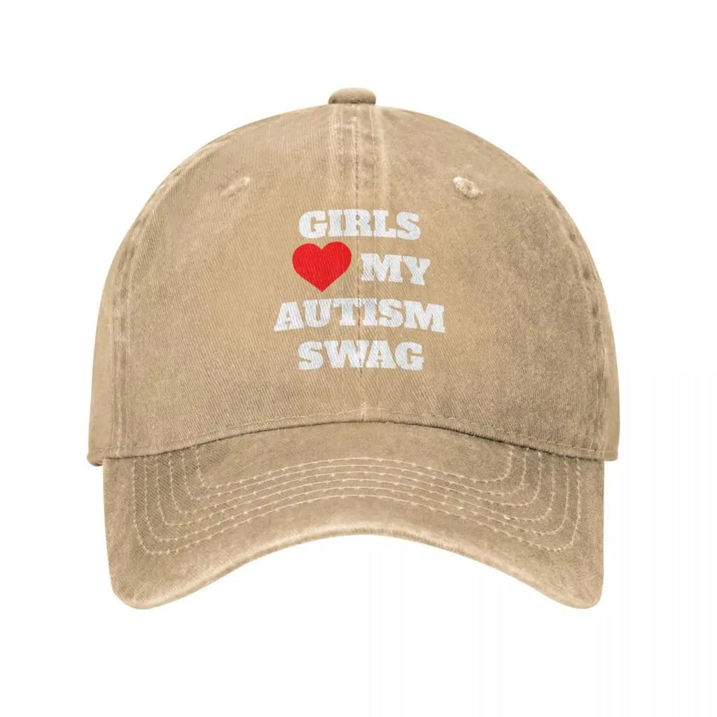 Girls Heart My Autism Swag Baseball Caps Vintage Distressed Denim Washed Snapback Hat Activities Adjustable Caps Hat