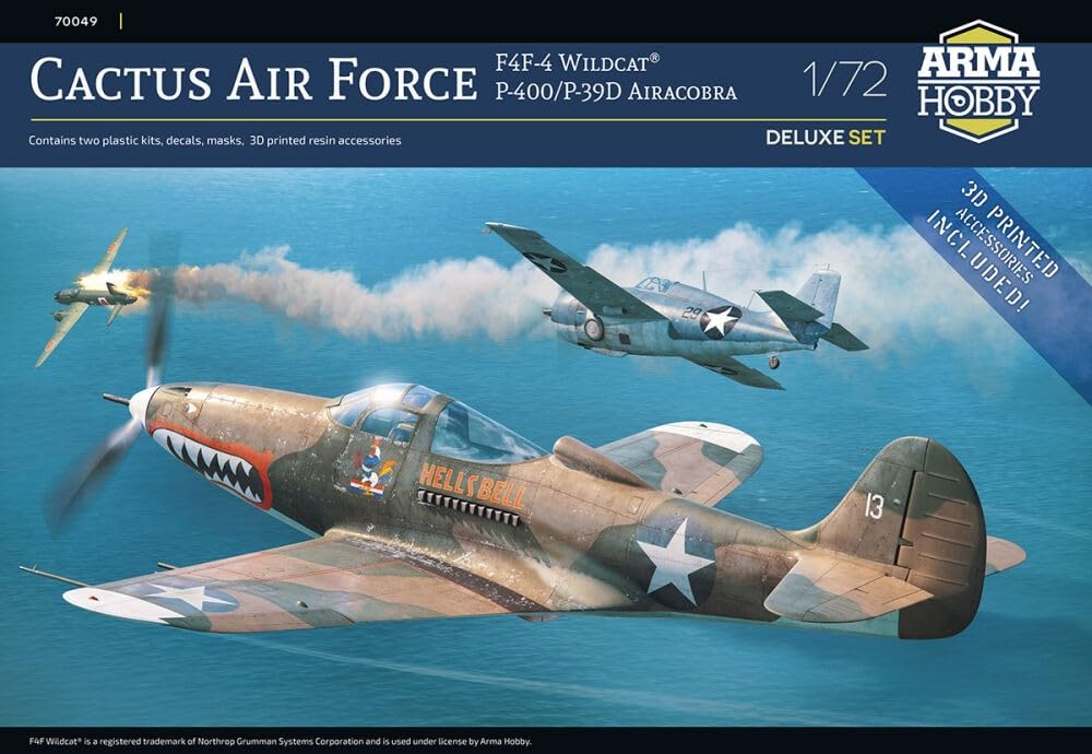 Arma Hobby Scale US Cactus Air Force Dual Combo Deluxe Set Plastic Model Kit ADL70049 1/72 F4F-4 & P-39