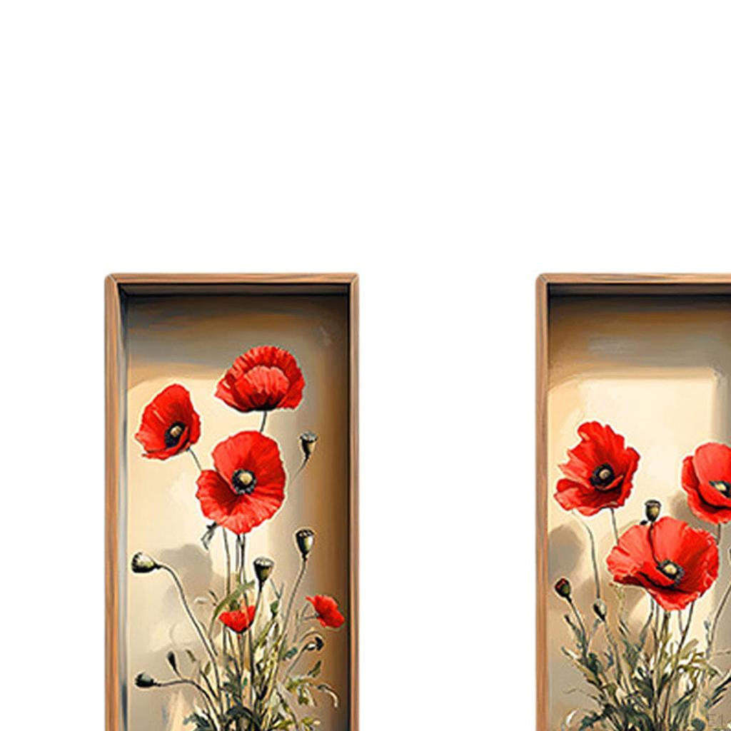 3x Floral Vase Wall Decals, Creative Peel and Sticky Large Art Stickers 3D for