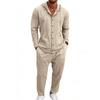 Men's Hooded Linen Shirt and Pants Set - European Casual Style