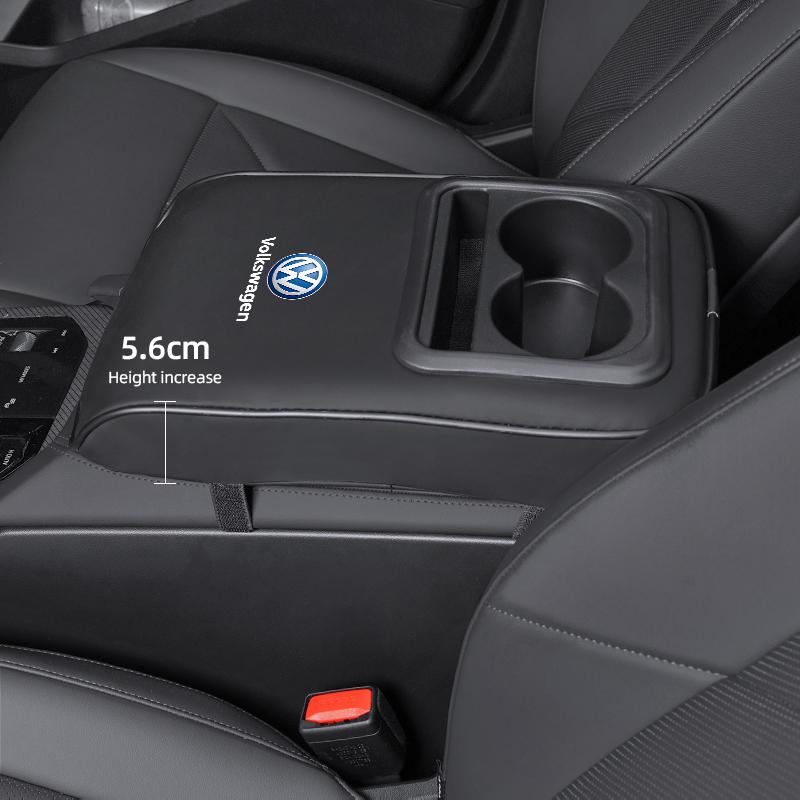 2026 Hot For Volkswagen VW Car Armrest Box Cushion Leather Soft Pad With Cup Holder For VW GTI R Line Polo Golf Passat B6 Tiguan