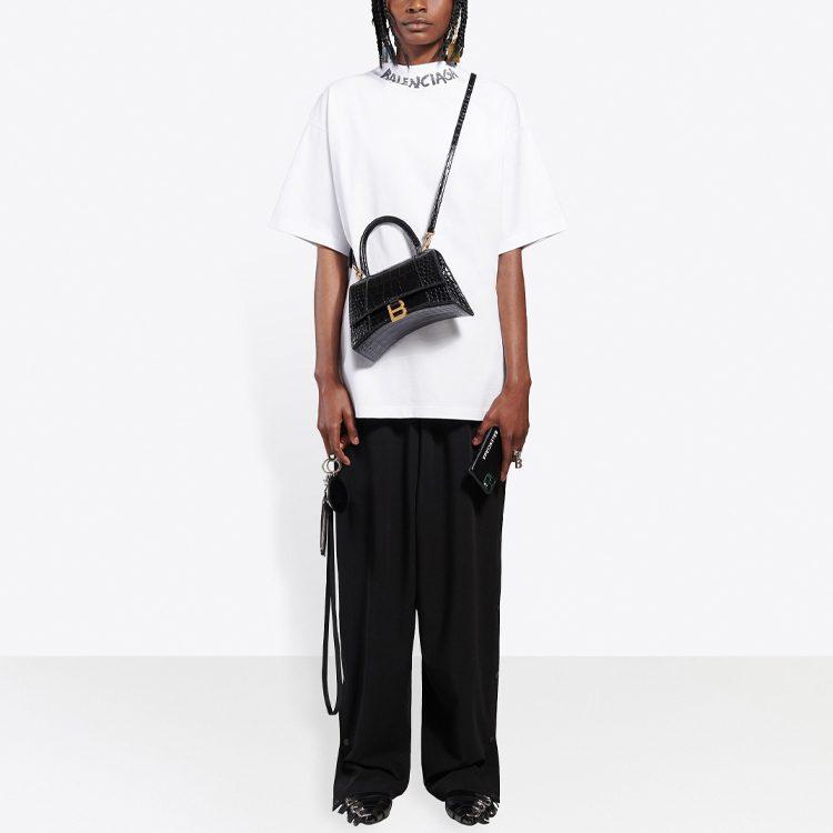 Balenciaga Curved T Shirt 'White/Black' 641590TJV969040