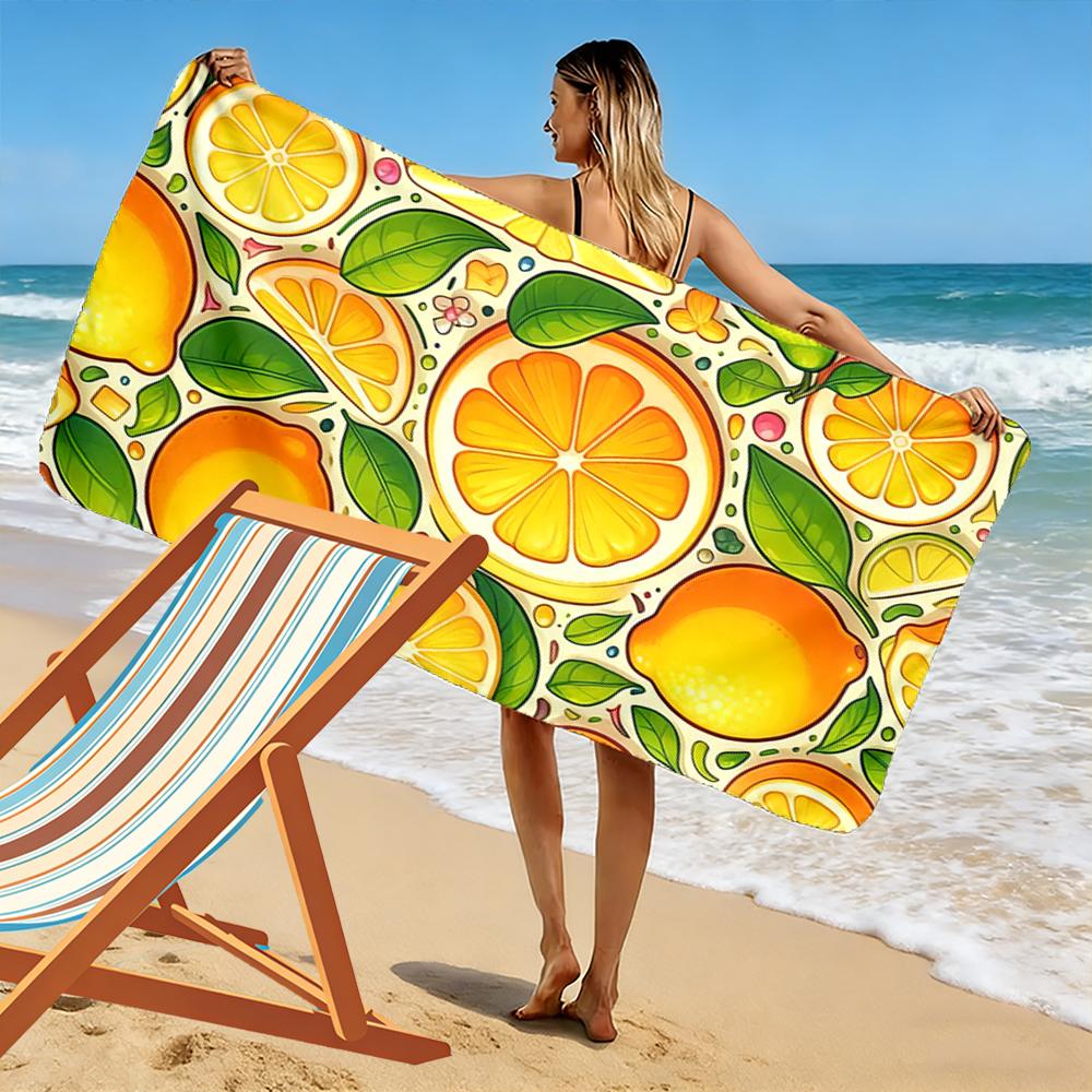 Lemon and Citrus Pattern Beach Towel Beach towel quick-drying for travel outdoor sports jogging beach and swimming