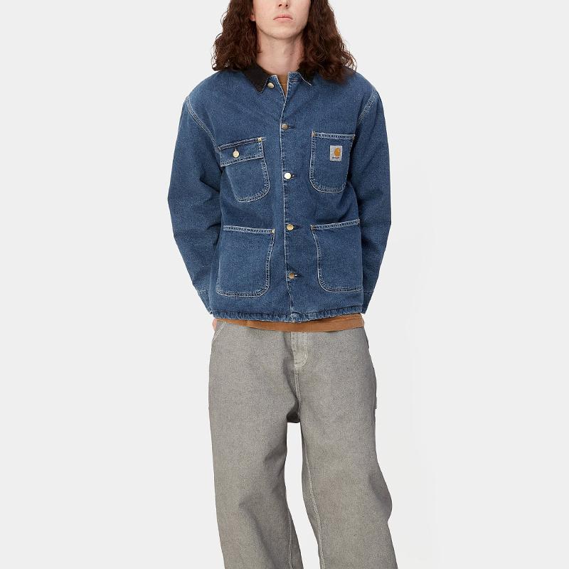 Carhartt WIP FW23 Denim Series Multi-Pocket Heavyweight Work Denim Jacket Men Jackets Stone-Wash-Blue I032703-B89-06