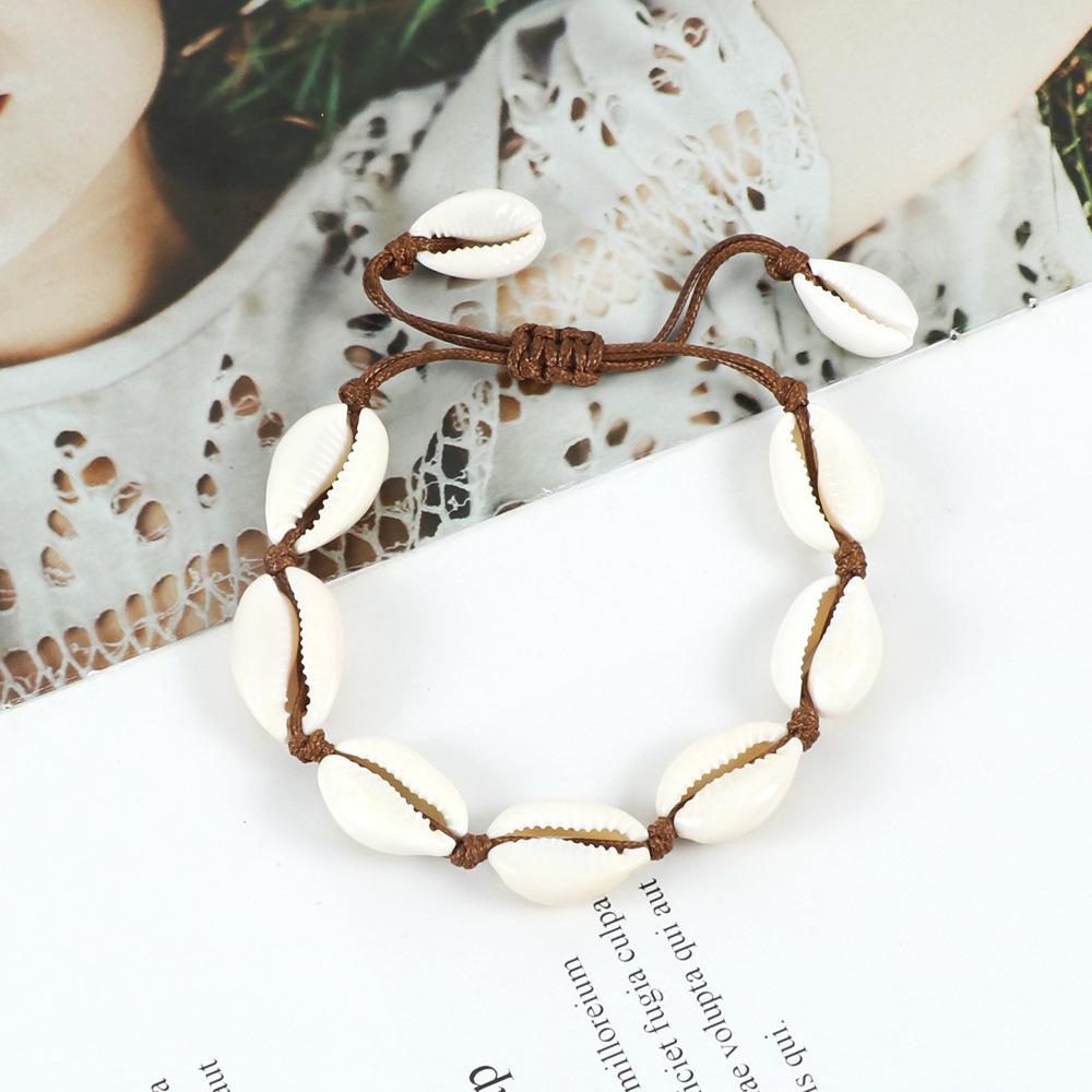 Personalized Adjustable Woven Bracelet with Geometric White Shell Pendant for Men and Women