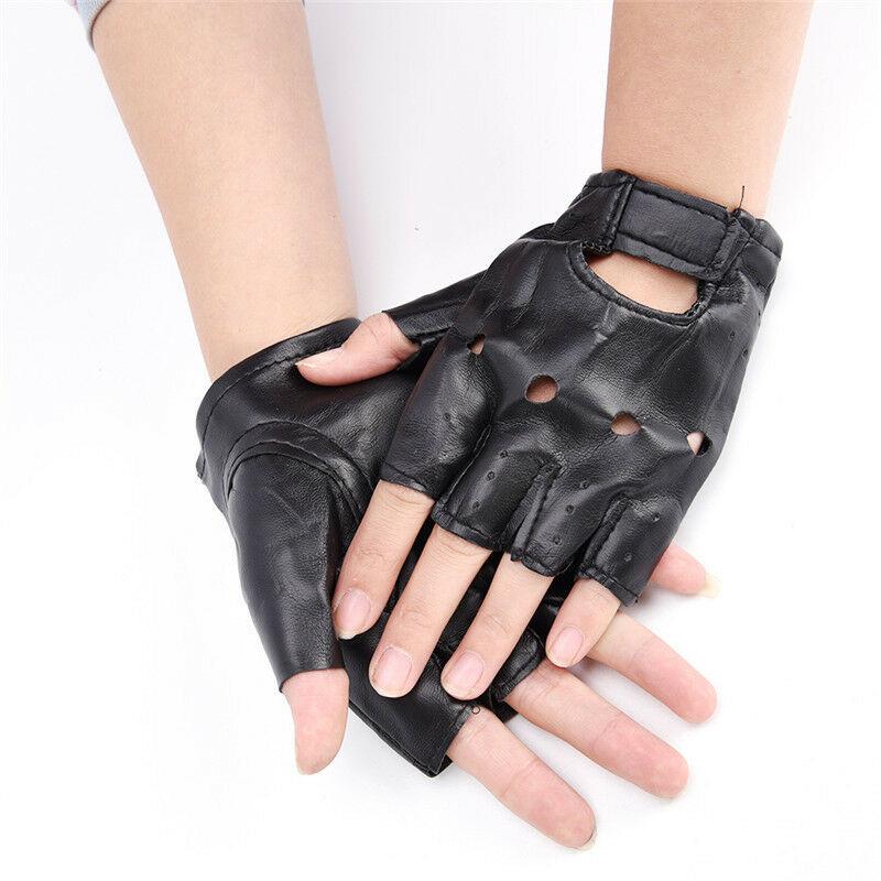 

Men s Pu Leather Gloves Half Finger Fingerless Bicycle Anti Skid Fitness Workout Hip-hop Nightclub Dancing