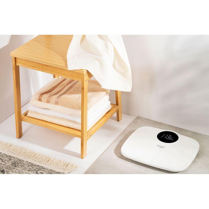 Pèse-personne Numérique Haute Précision 180 kg, Écran LED, Arrêt Automatique Adler AD8172W Blanc 04202