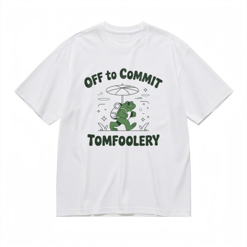 

Men s Trend Classic T-Shirt Green Frog Design Off to Commit Tomfoolery Tee 4XL