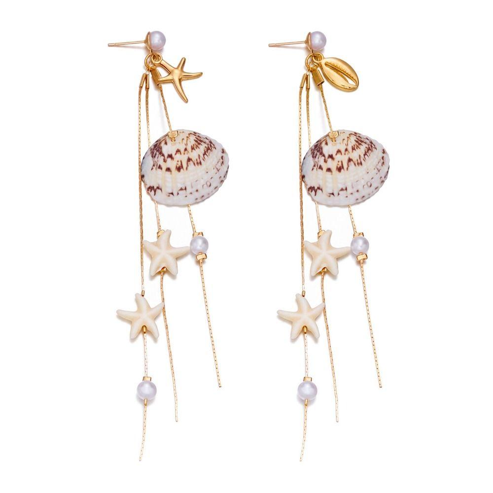 Bohemian Style Dangle Earrings Dangle Design Drop Earrings Starfish Shell Earrings  Beach Vacation