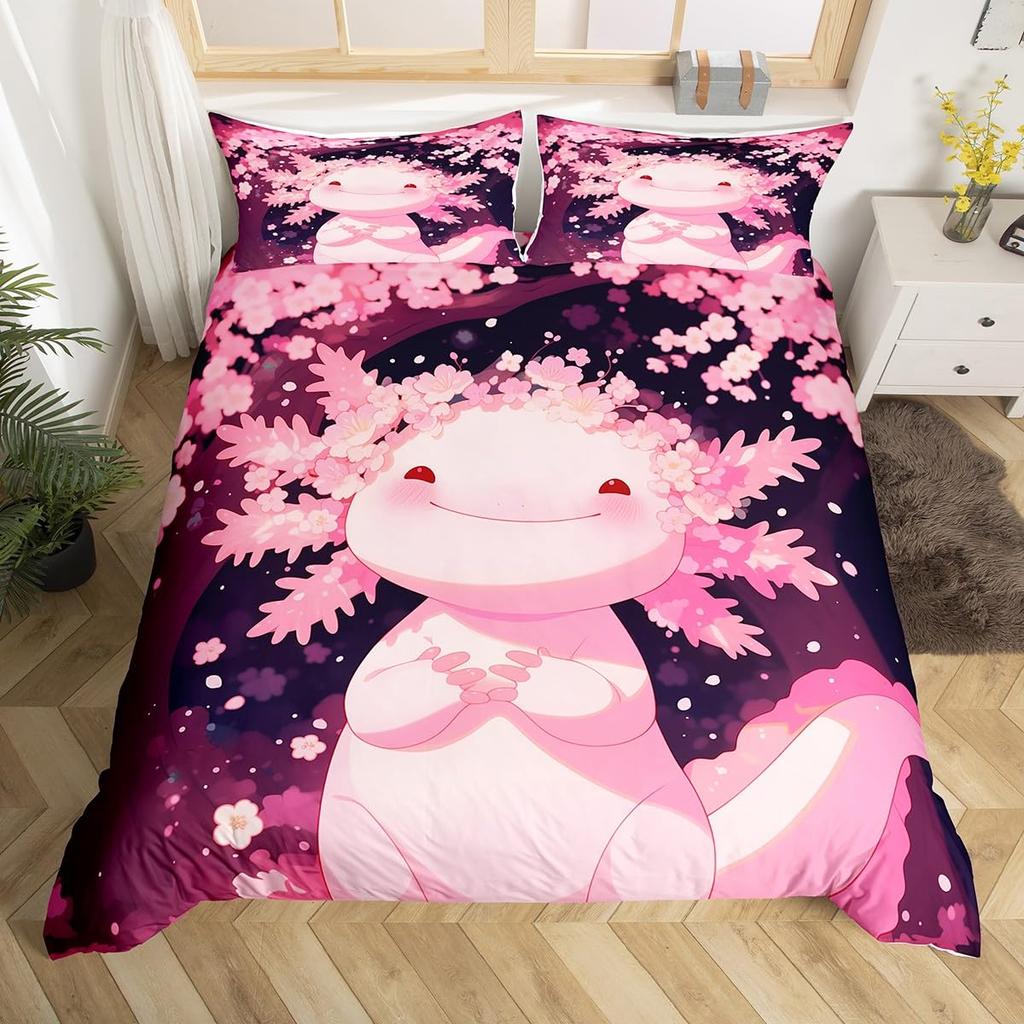 Ocean Sealife Duvet Cover Full Sizecartoon Salamander Comforter Cover Boys Girls Teens Bedspread Cover 3Pcs With 2 Pillowcases