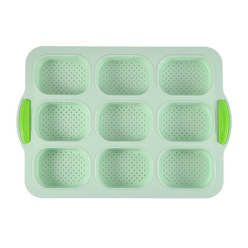 9-Cavity Non-Stick Silicone Oval Baguette Cake Mold for DIY Bread and Baking