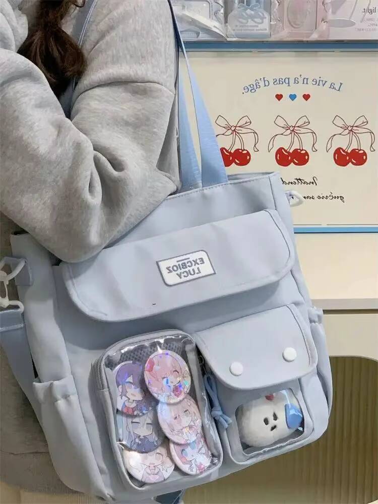 New Y2K Cute Ita Bag Large Capacity Shoulder Bag Messenger Bag Lolita Girls Transparent Crossbody Bag DIY Display Casual Handbag