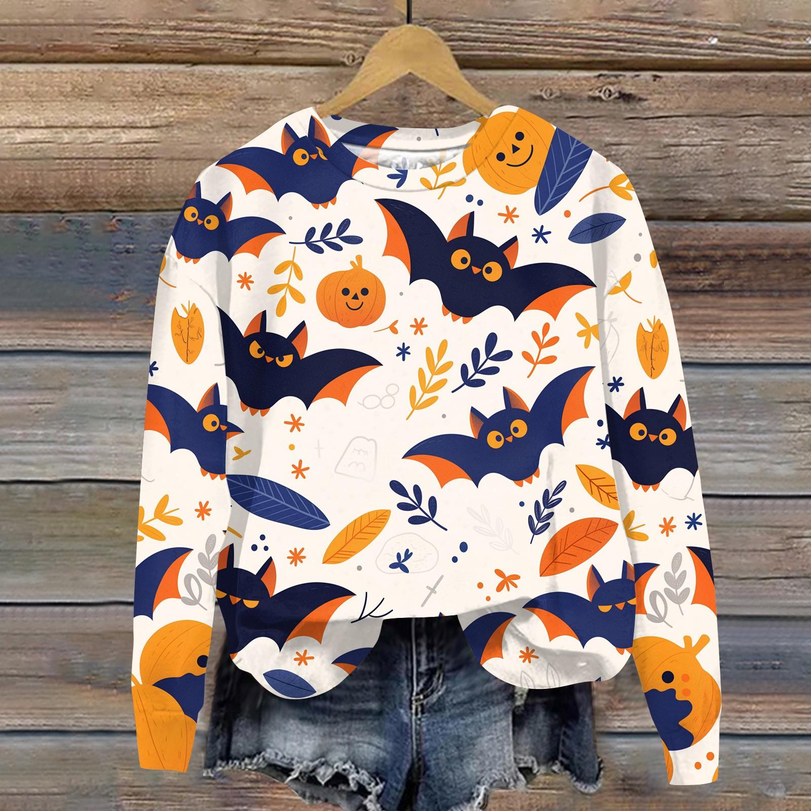 

Женский Хэллоуин с принтом, круглым вырезом и длинными рукавами, свободный крой, повседневный топ с длинными рукавами и длинными рукавами XXXXL шафрановый