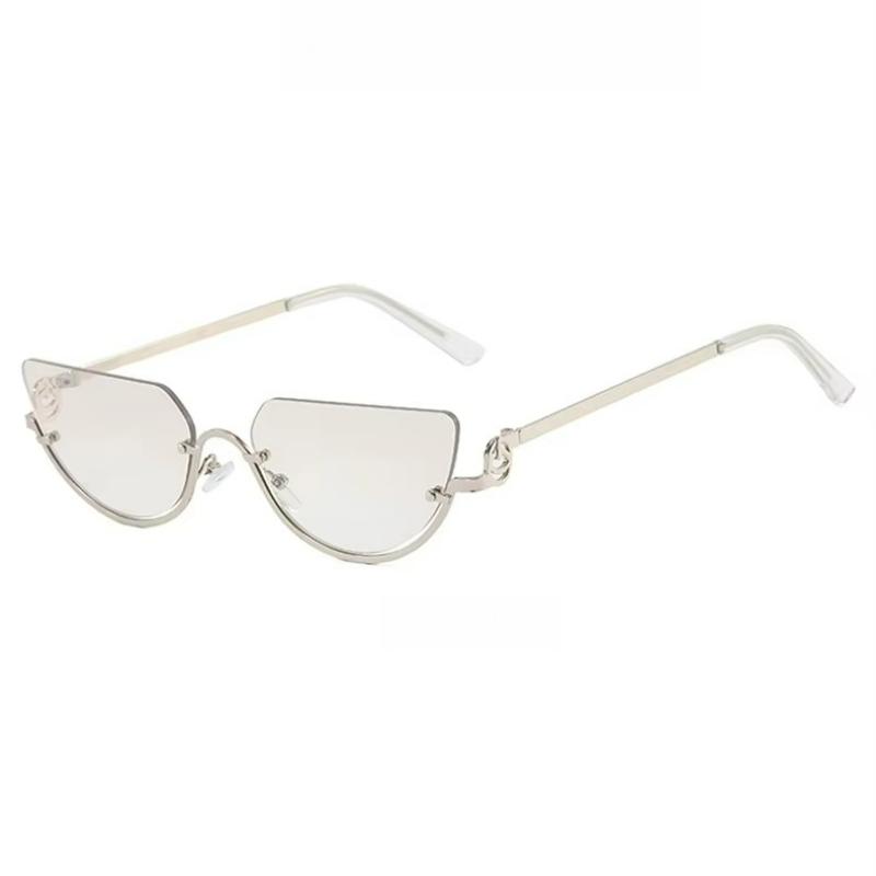 Half Frame Metal Cat's Eye Retro Elegant Ladies Fashion Sunglasses Suitable for Summer Vacation Beach Accessories