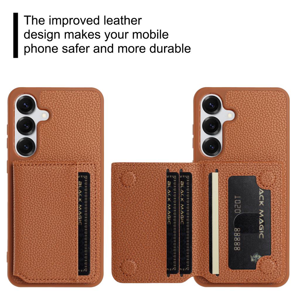 Lychee Grain Magnetic Leather Wallet Card Solt Phone Case For Samsung S25 Ultra S24 Plus S23 S22 A16 A26 A17 A07 Kickstand Cover