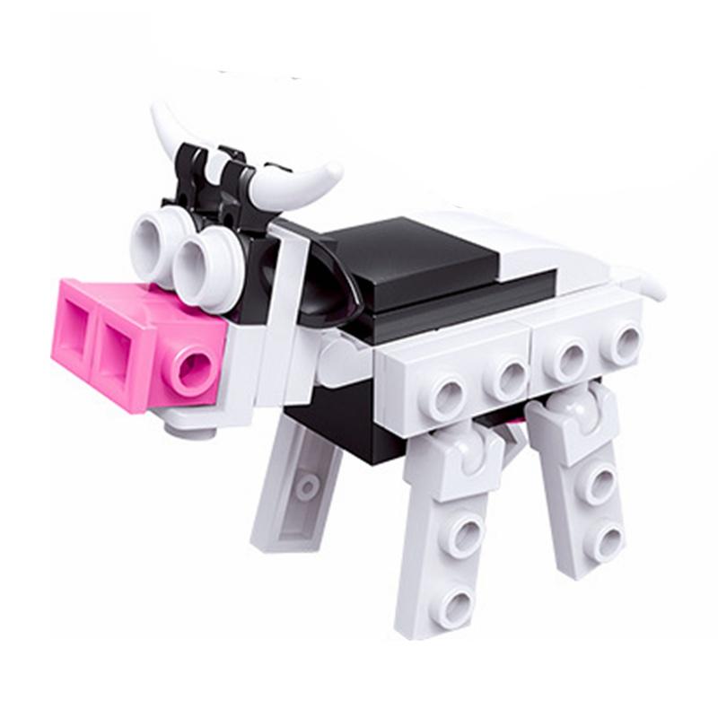 MOC Animals Figures Cute Small Giraffes Rhinoceroses Cows Construction Bricks Playthings ideal for Kids Friends Christmas Toy Children Gifts