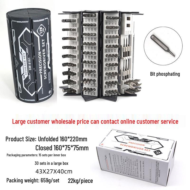 128-in-1 Multifunction Screwdriver Set with Roll-up Bit Storage for Home Repair