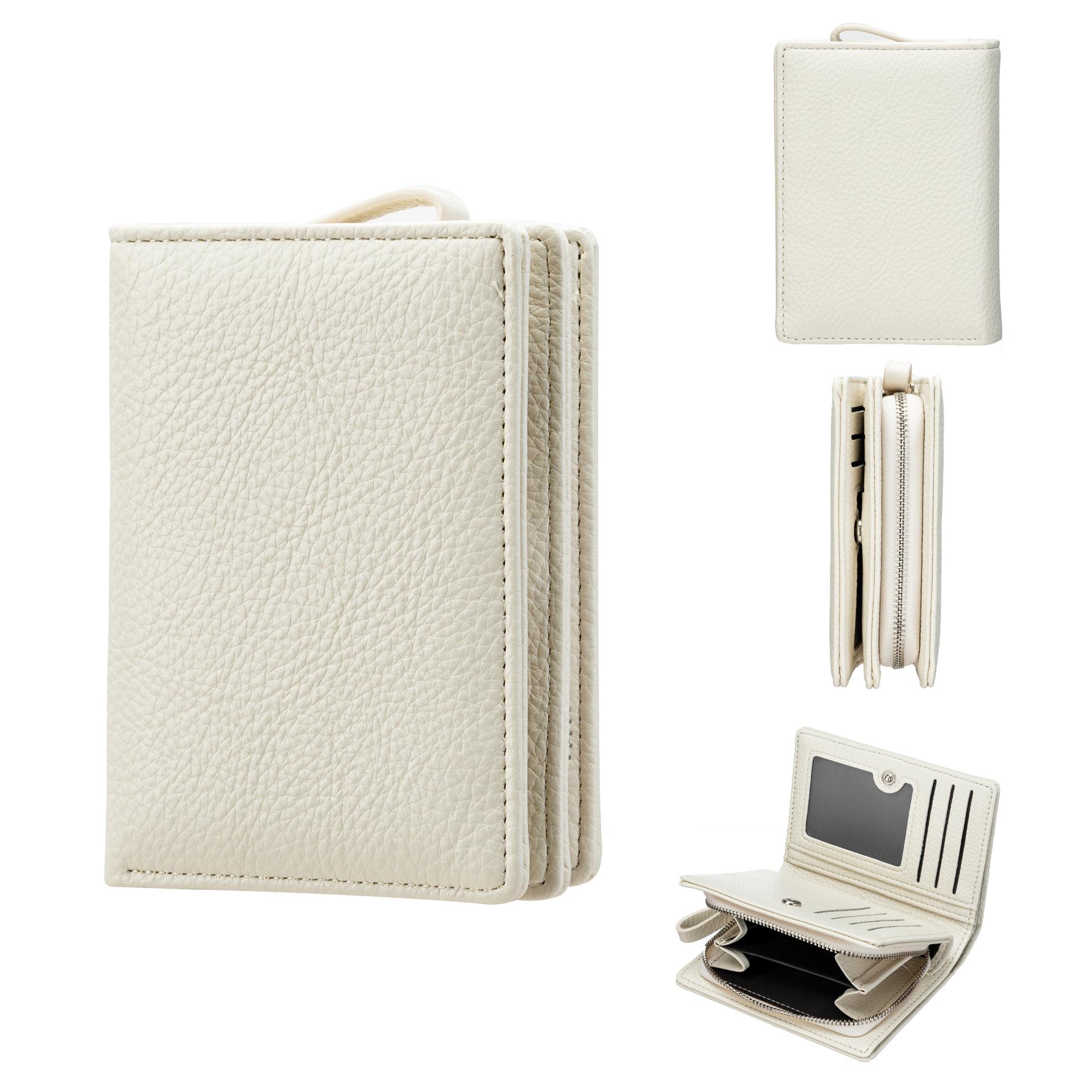 Women s short wallet, Japanese and Korean solid color lychee pattern multi-card soft wallet, fashionable versatile zipper change bag one size