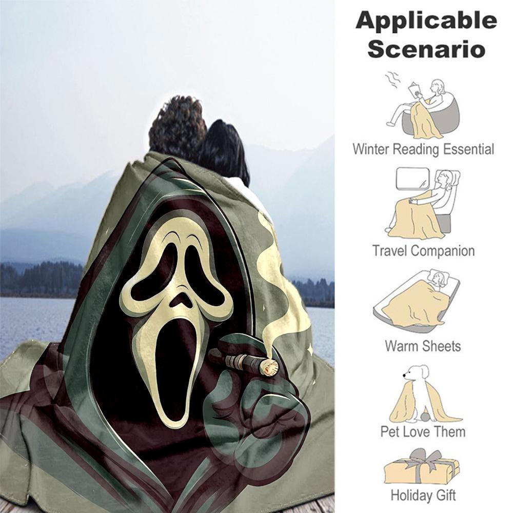 1pc Scream Outdoor Blanket Lightweight Flannel, Soft & Warm, All Season Use for Sofa, Outdoor, Camping, Living Room, Office, Chair