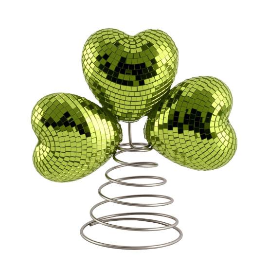 

Верхушка для елки в виде диско-шара, украшение в виде трехлистного клевера с дизайном сердца и зеркальными плитками, ретро-блеск, весенний декор для столешницы 1pc