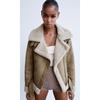 Damen Winter Wildleder Motorradjacke mit beidseitigem Pelzfutter