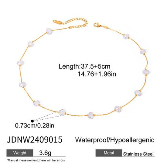 Jieding Stainless Steel Pearl Heart Necklace - Elegant Drip Oil Clavicle Chain with Titanium Steel.