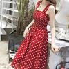 Women's Summer Sleeveless Dot Dress Sexy Backless A-Line Spaghetti Strap Beach Style Dresses Camisole Off-Shoulder Folds Vestidos