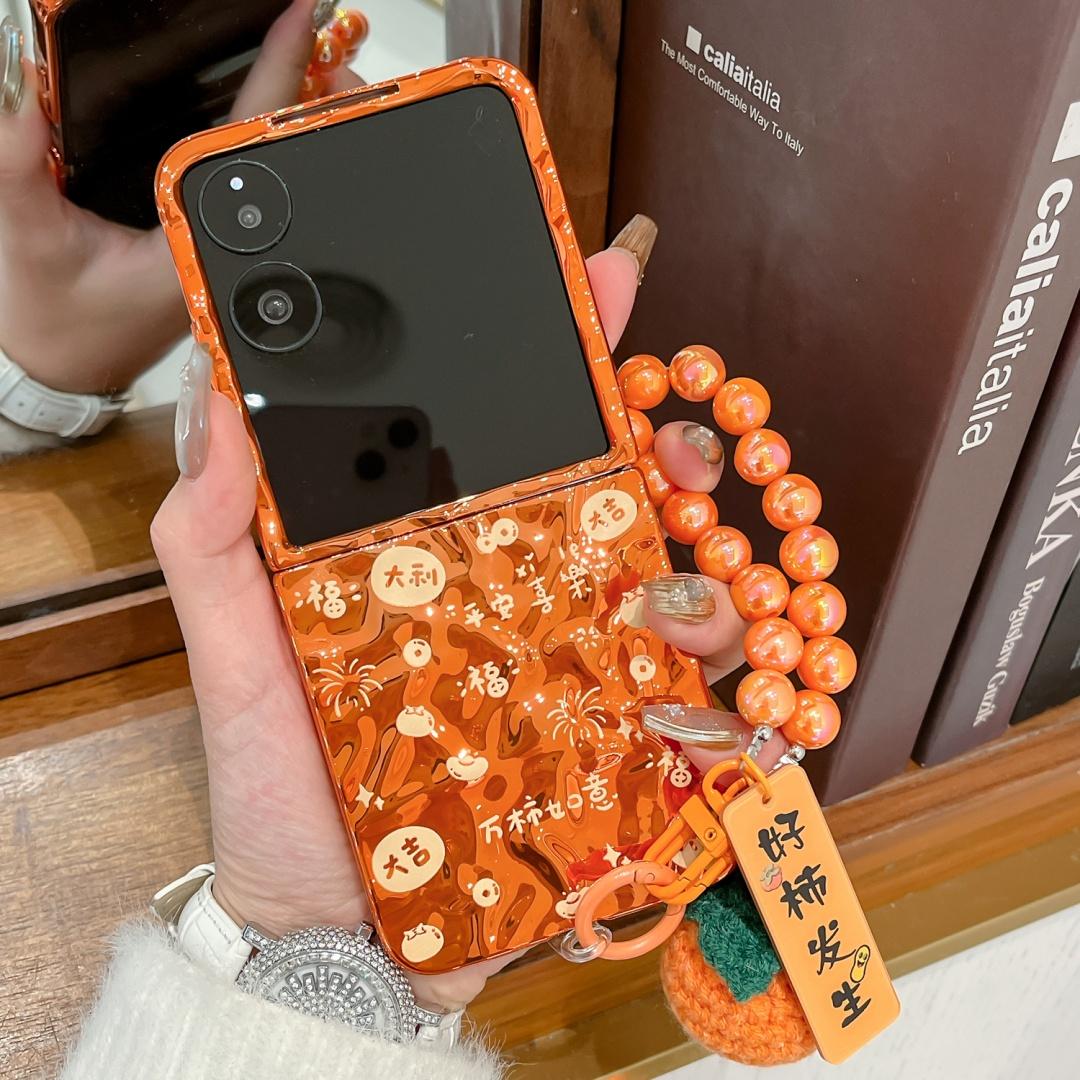 

For Xiaomi Mix Flip 2 Case Waves Orange Plated GOOD LUCK Bracelet Design Mobile Phone Cover Xiaomi Mix Flip