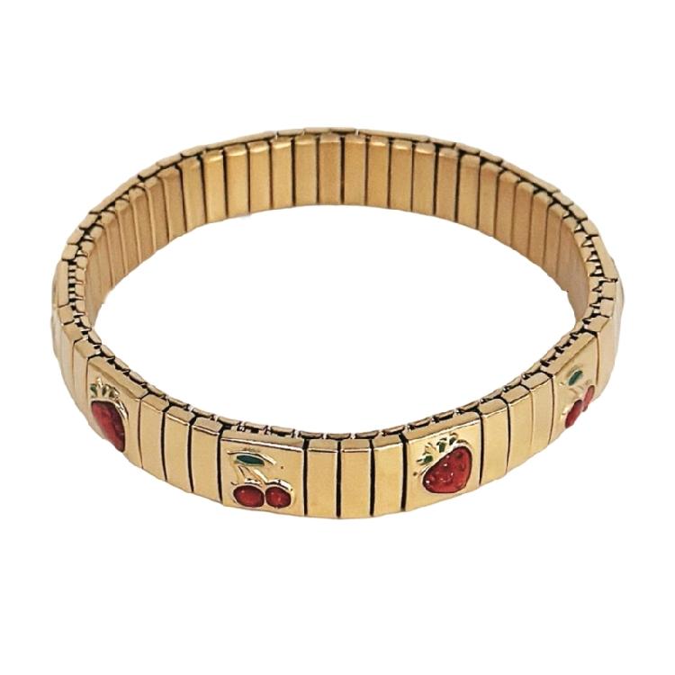 Fruchtinspiriertes verstellbares Armband für trendige Frauen Schmuck aus Edelstahl Italienisch gefertigt Bequem Frühling Geschenke