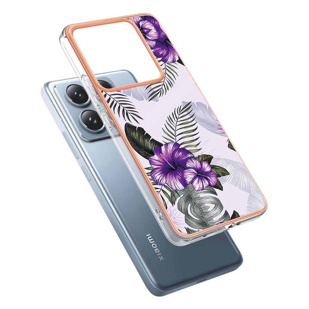 For Xiaomi 14T Pro Case with IMD Marble Flower Pattern TPU Mobile Back Cover
