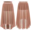 Girls Lyrical Contemporary Modern Dance Skirts Shiny Rhinestones Waistband Side Slit High Low Irregular Mesh Skirt Performance Costume