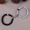 Matte Black & Turquoise Heart-Shaped Magnetic Couple Bracelets Set