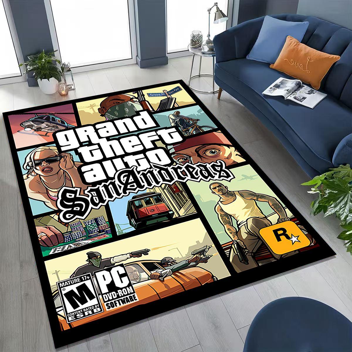 

3D G-GTA Игра Геймер Мультяшный Мото Ковер для Спальни Гостиной Дивана Домашний Придверный Коврик Декор, Большой Детский Игровой Нескользящий Напольный Коврик Подарок 100x120cm( 39x47in )