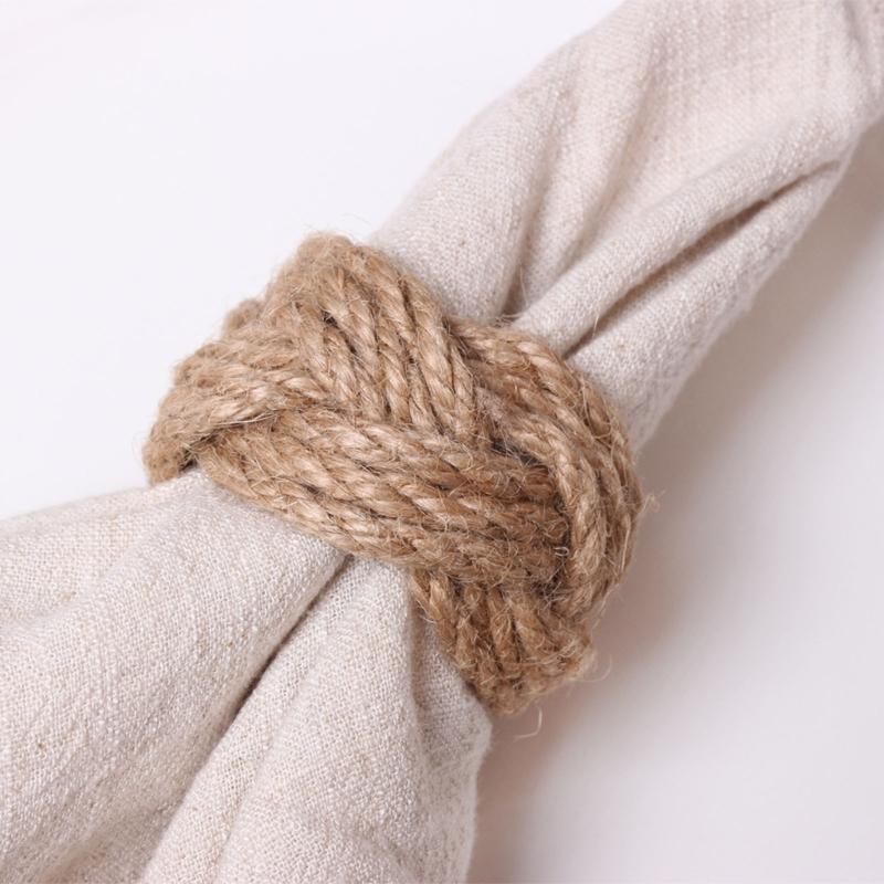 Natural Fiber Napkin Holders For Weddings And Festival Gatherings Elegant Handwoven Jutes Rope Napkin Rings